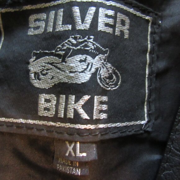 Mens Vintage Silver Bike Black Leather Motorcycle Vest Sz XL - Picture 4 of 5